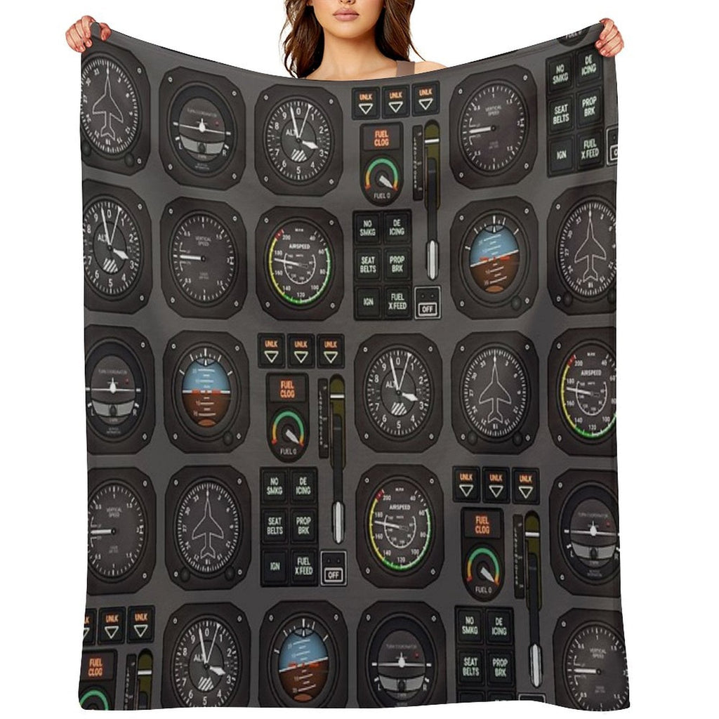 Pilot Flight Instruments Throw Blanket