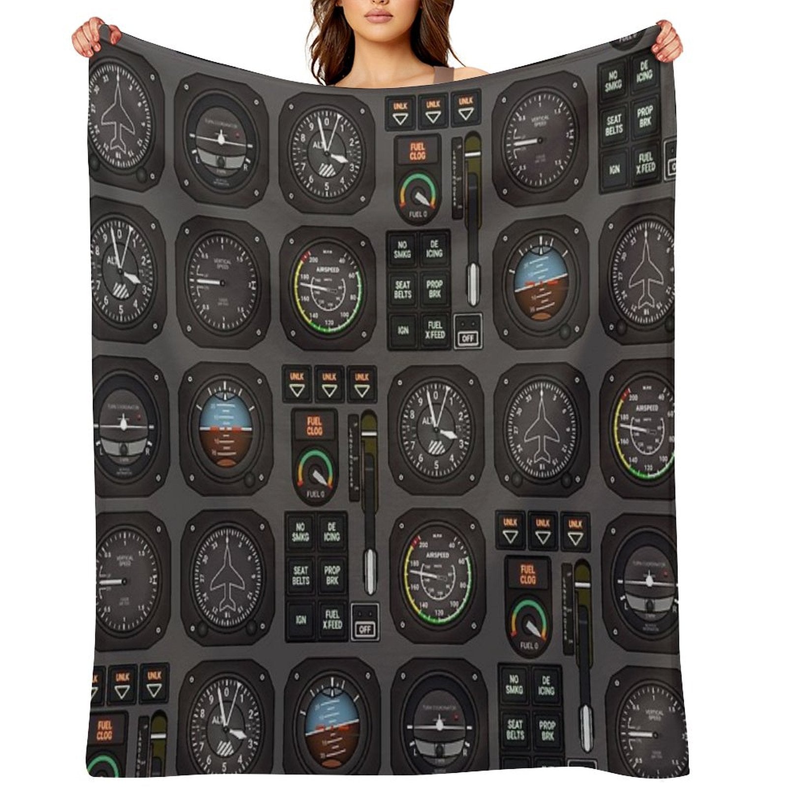 Pilot Flight Instruments Throw Blanket