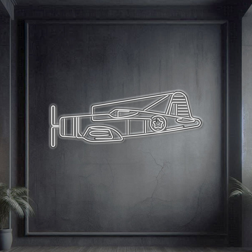 F4U Corsair Metal Neon Aircraft Wall Art - NCN0034