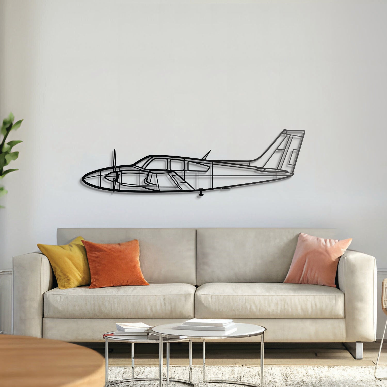 95-B55 Baron Metal Aircraft Wall Art - NCP0151