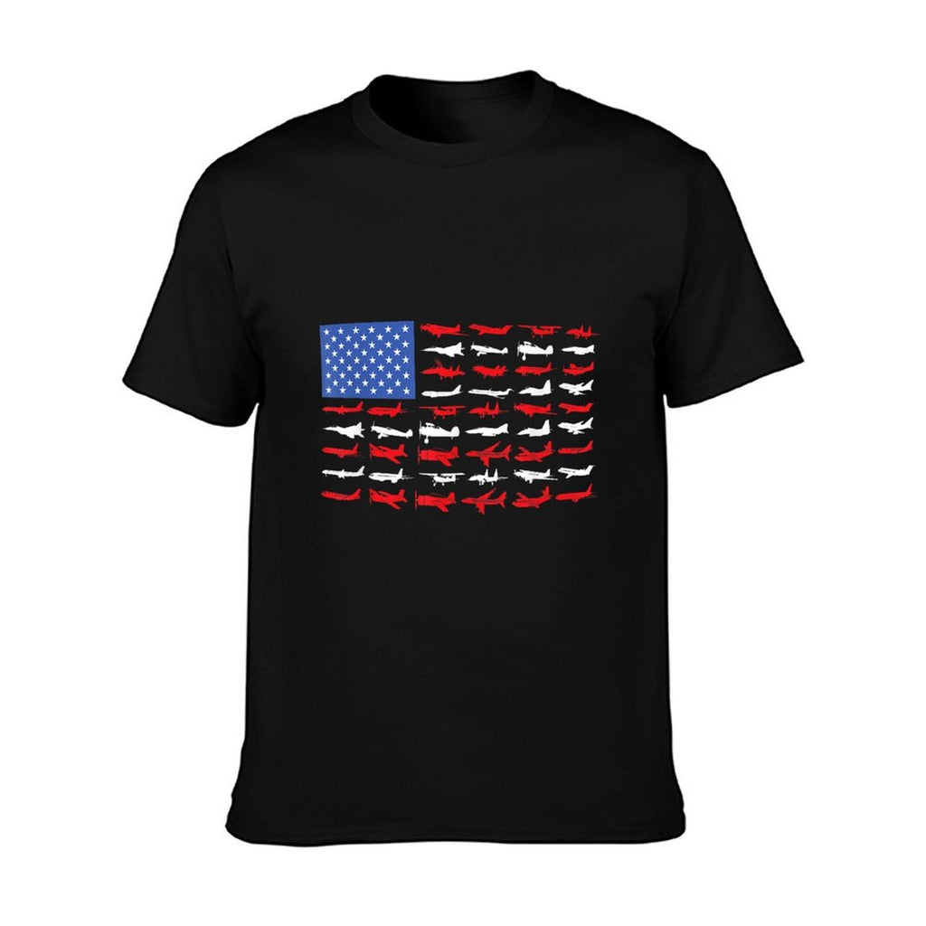 Pilot Airplane American Flag Plane Aviation T-Shirt