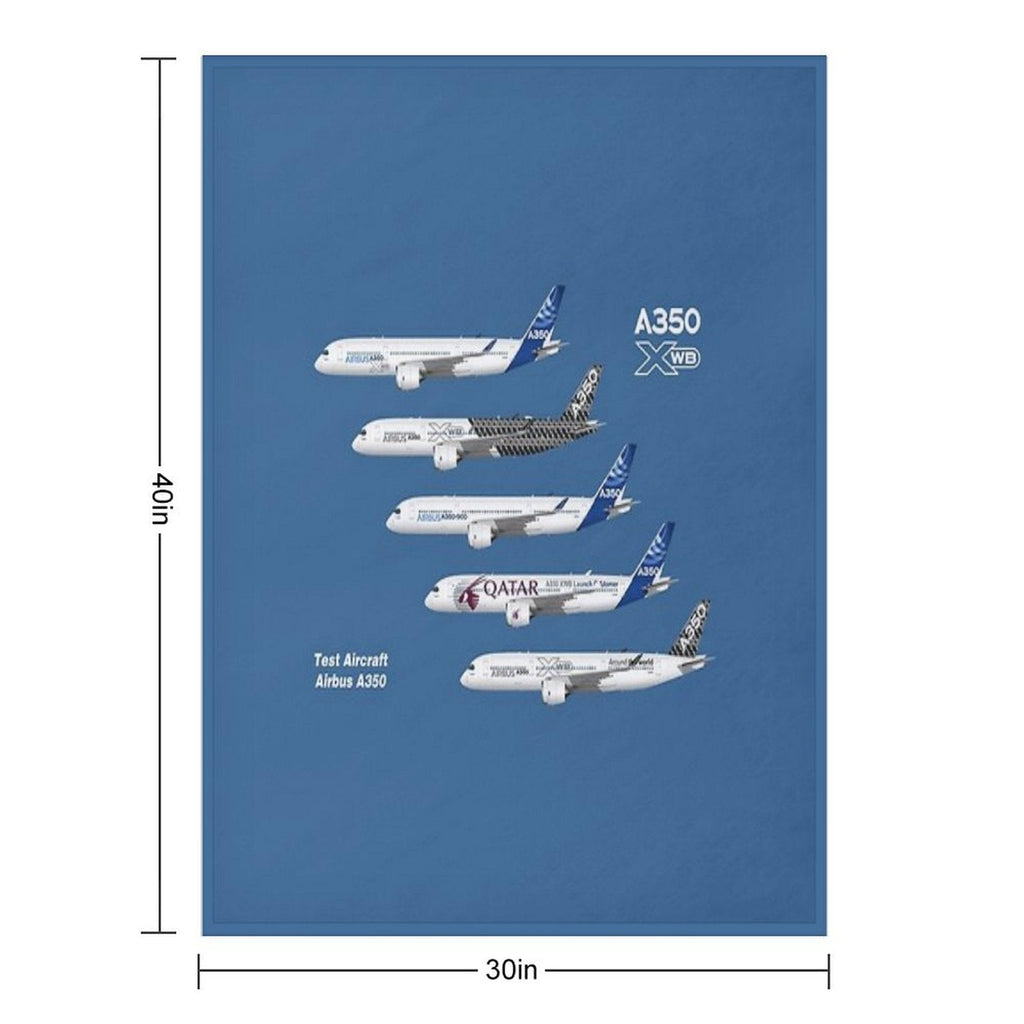 Airbus A350 Test Aircraft Fleet Illustration Throw Blanket