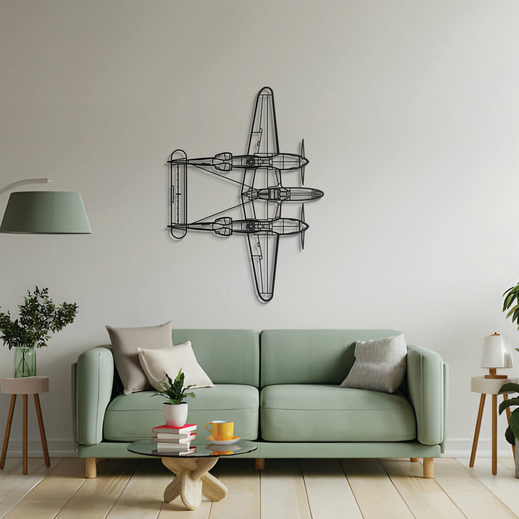 P-38 Lightning Top Metal Aircraft Wall Art - NCP0236