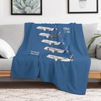 Airbus A350 Test Aircraft Fleet Illustration Throw Blanket