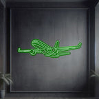 757-200 Angle Metal Neon Aircraft Wall Art - NCN0005