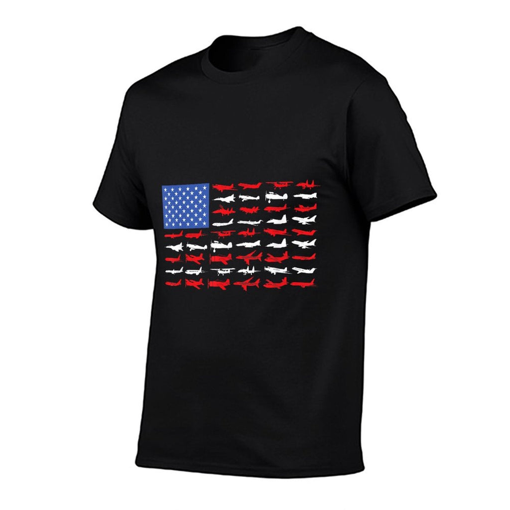 Pilot Airplane American Flag Plane Aviation T-Shirt