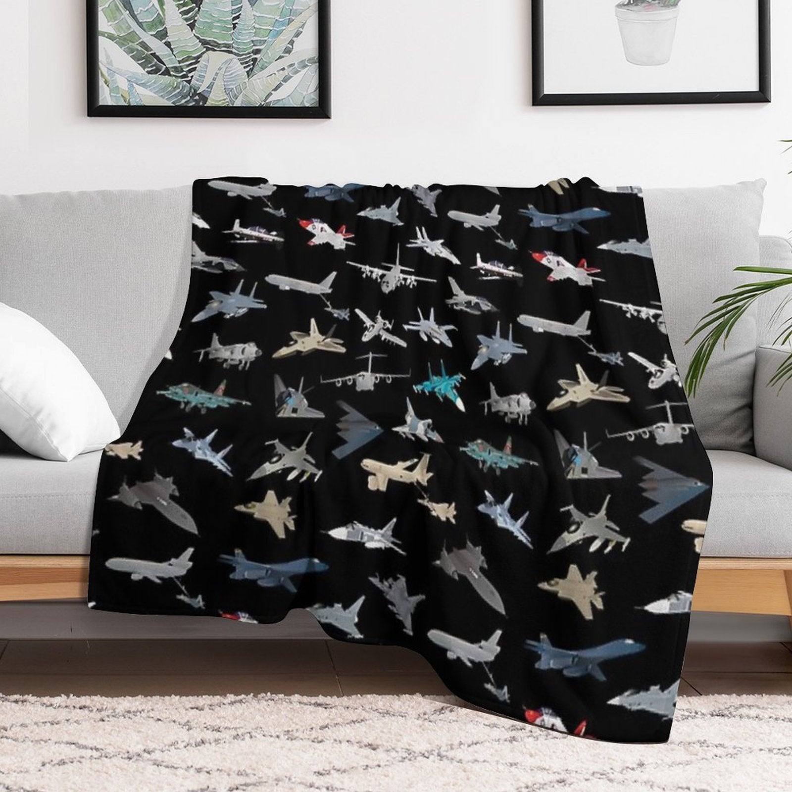 Modern Military Airplanes Throw Blanket