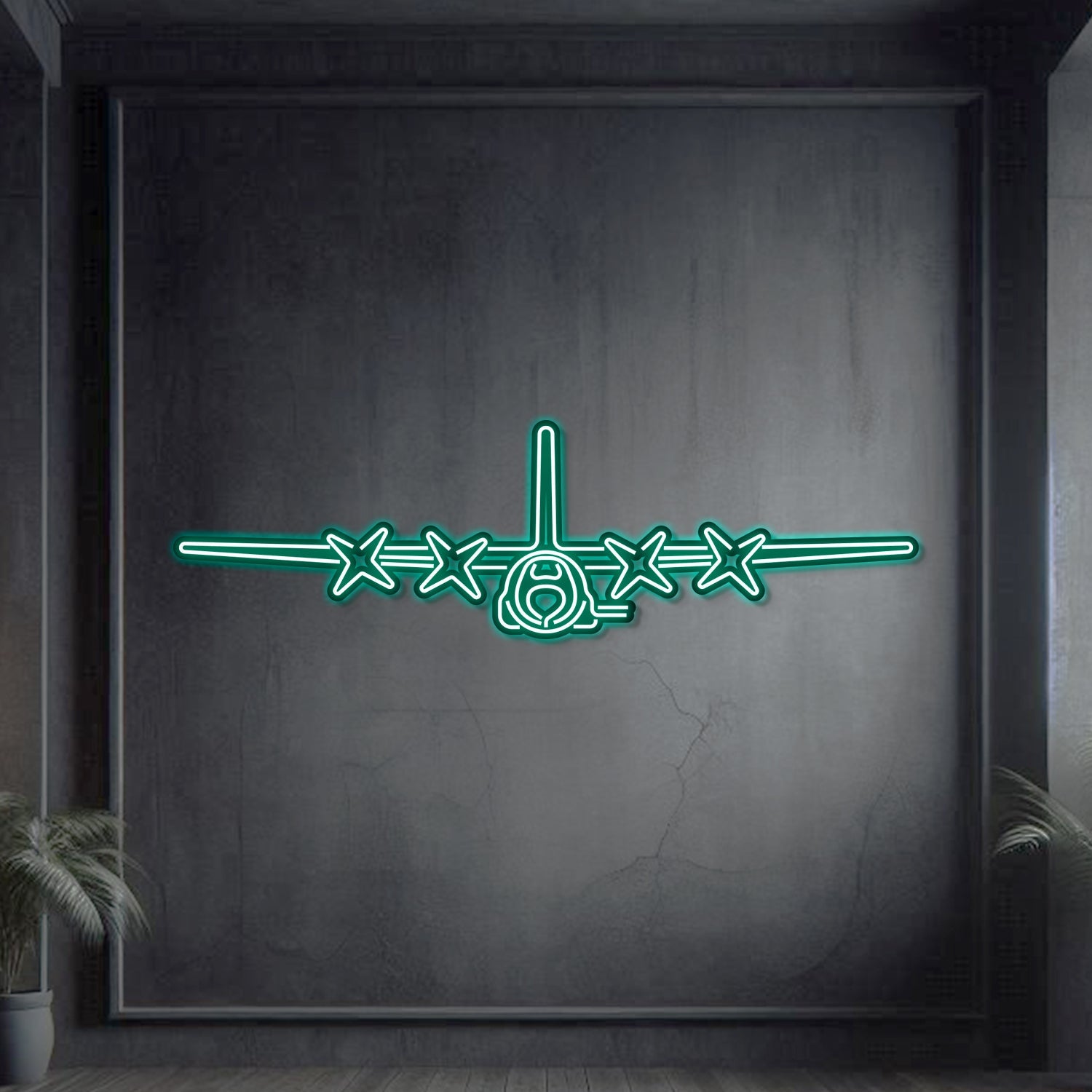 AC-130U Front Metal Neon Aircraft Wall Art - NCN0012
