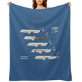 Airbus A350 Test Aircraft Fleet Illustration Throw Blanket