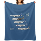 Airbus A350 Test Aircraft Fleet Illustration Throw Blanket