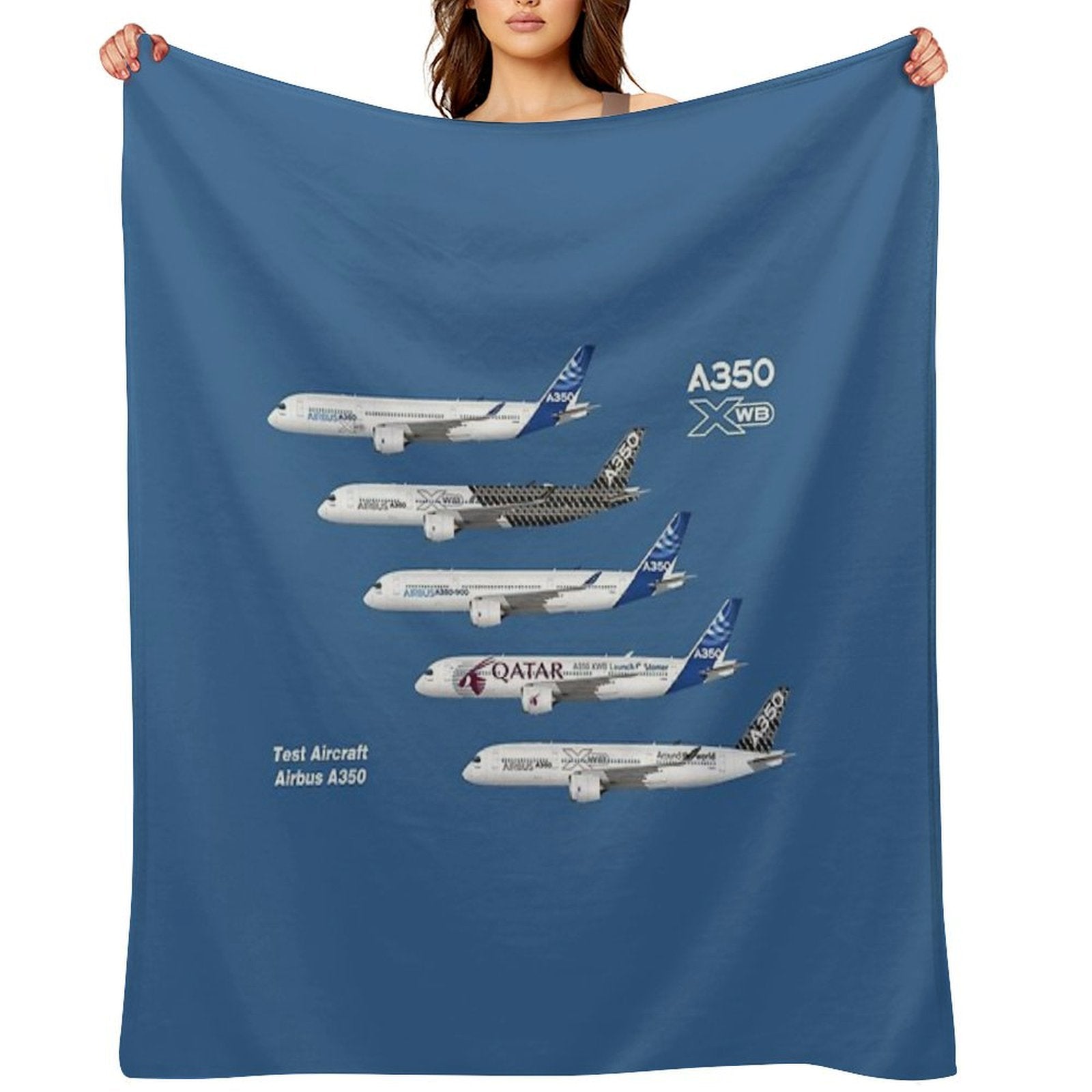 Airbus A350 Test Aircraft Fleet Illustration Throw Blanket