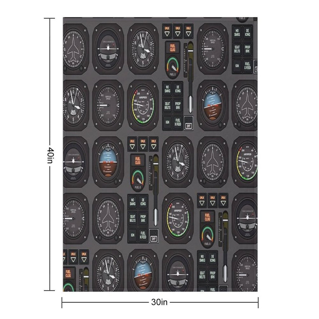 Pilot Flight Instruments Throw Blanket