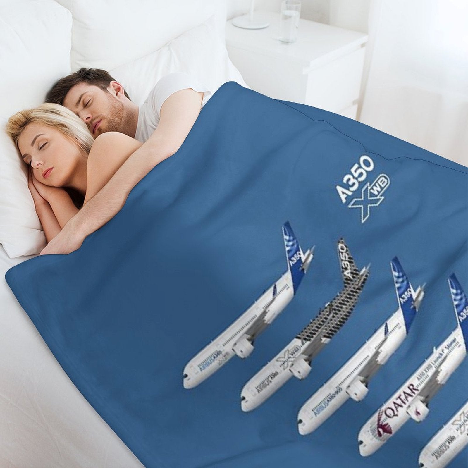 Airbus A350 Test Aircraft Fleet Illustration Throw Blanket